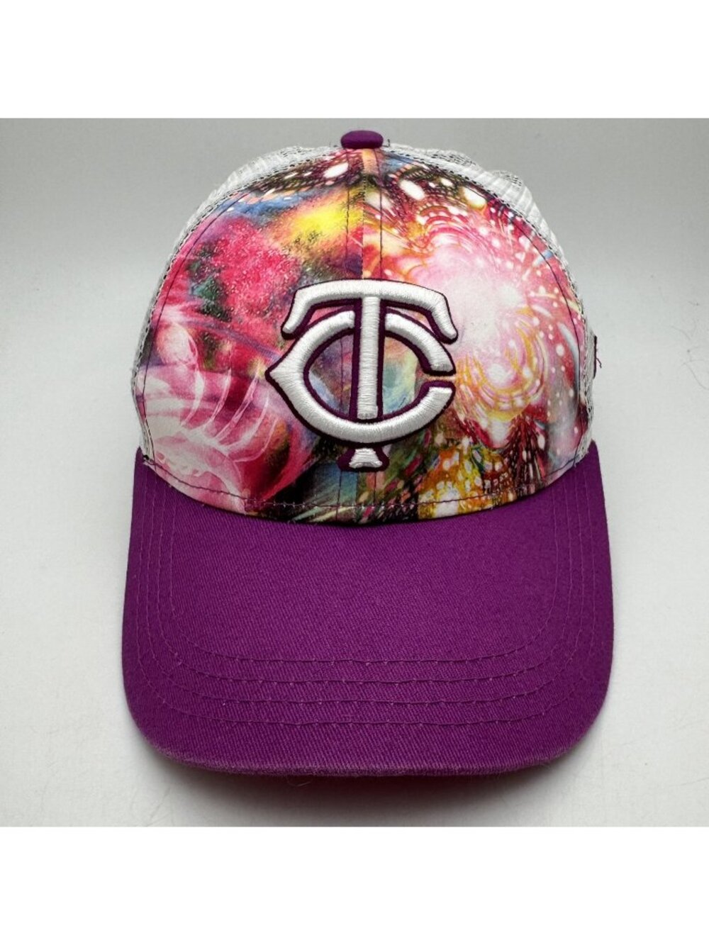 Minnesota Twins Trucker Hat Cap Child New Era 9FORTY MLB Fireworks Purple White